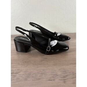 Kenneth‎ Cole Sling Back Black Small Heel Shoe Women's Size 8.5 EU 39.5 NWOB